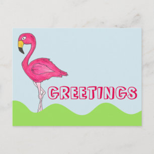 Cartão Postal Cartão-postal de pássaro Flamingo Bonito cor-de-ro