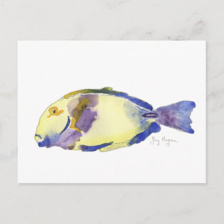 Cartão Postal Cartão-postal de peixe amarelo/azul
