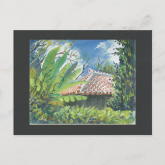 Cartão Postal Cartão-postal de pintura aquática Okinawa Fukugi