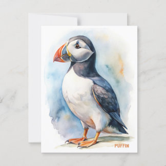 Cartão Postal Cartão-postal de pintura aquosa de pássaro Puffin