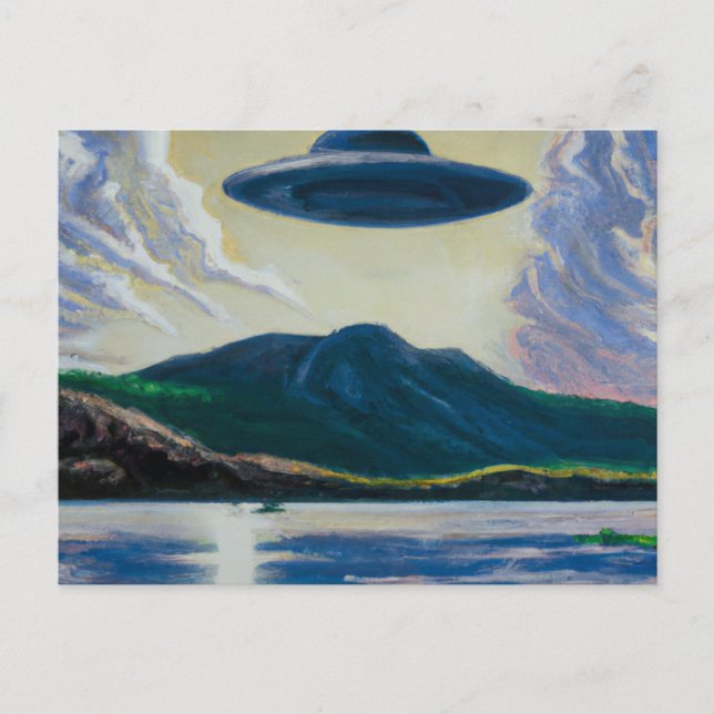 Cartão Postal Cartão-postal de pintura de serra voadora UFO (Frente)