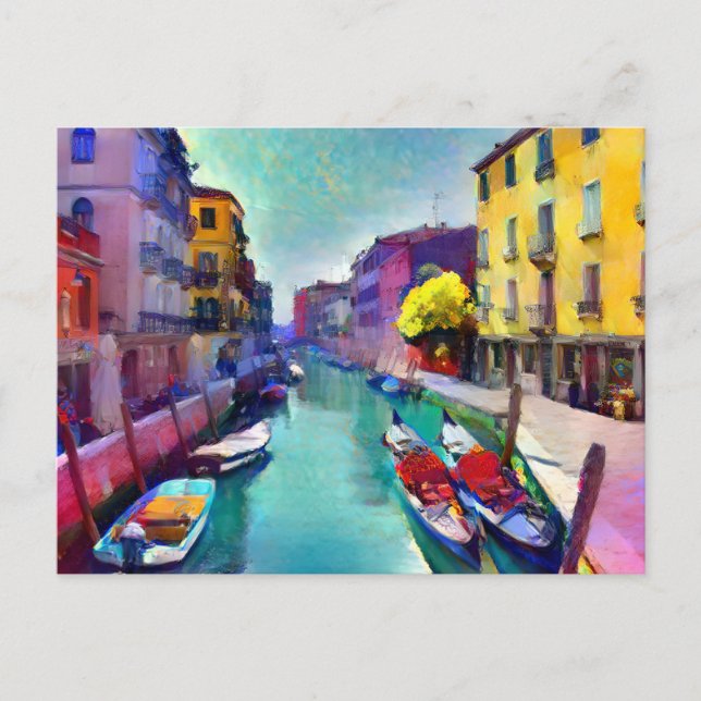 Cartão Postal Cartão-postal de pintura do canal veneziano (Frente)