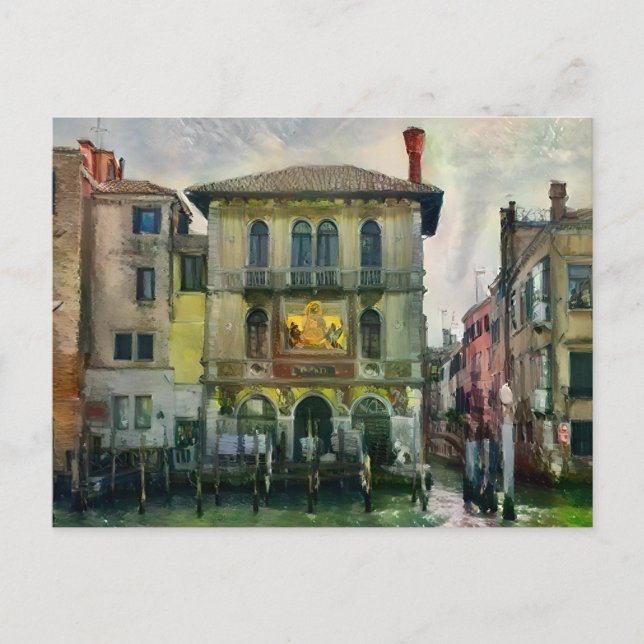 Cartão Postal Cartão-postal de pintura do canal veneziano (Frente)