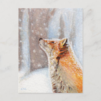 Cartão Postal Cartão-postal de pintura em neve com Raposa Vermel