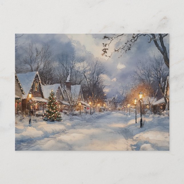Cartão Postal Cartão-postal de pintura por aquarela de natais vi (Frente)