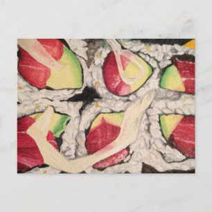 Cartão Postal Cartão-postal de pintura sushi