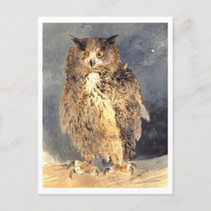 Cartão Postal Cartão-postal de pintura Vintage Owl