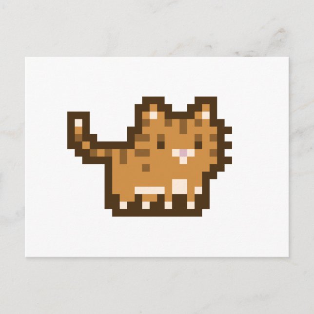 Cartão Postal Cartão-postal de Pixel de Gato Laranja (Frente)