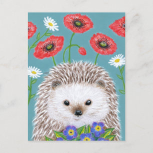 Cartão Postal Cartão-postal de porco com flor