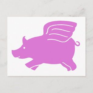 Cartão Postal Cartão-postal de porco voador - rosa
