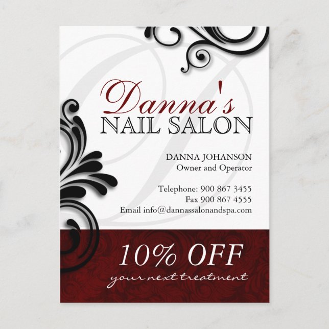 Cartão Postal Cartão-postal de propaganda do Salão de unhas e do (Frente)