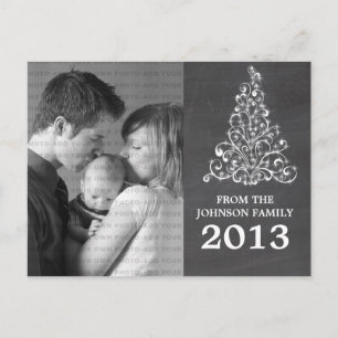 Cartão Postal Cartão-postal de quadro de árvore Sparkle, Cinza