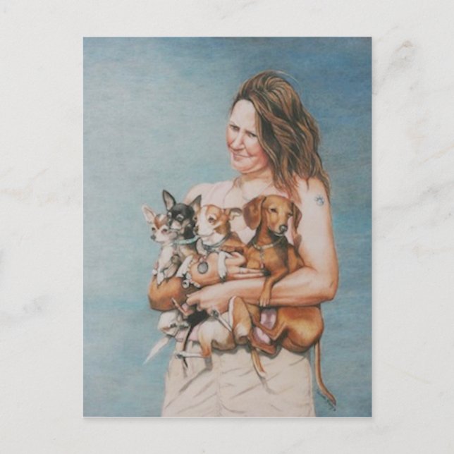 Cartão Postal Cartão-postal de Quatro Resgate Dog Art (Frente)