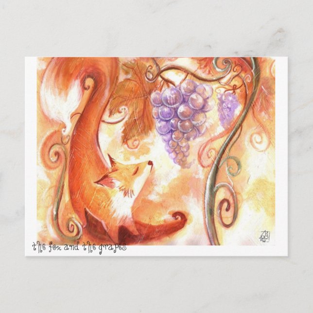 Cartão Postal Cartão-postal de raposa e Uva (Frente)