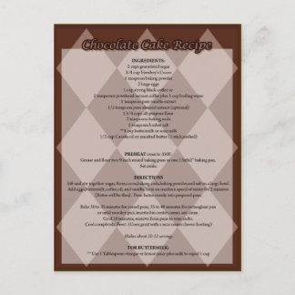 Cartão Postal Cartão-postal de recebimento de bolo de chocolate