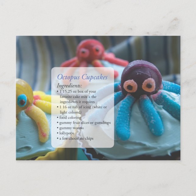Cartão Postal Cartão-postal de recebimento de Cupcakes Octopus (Frente)