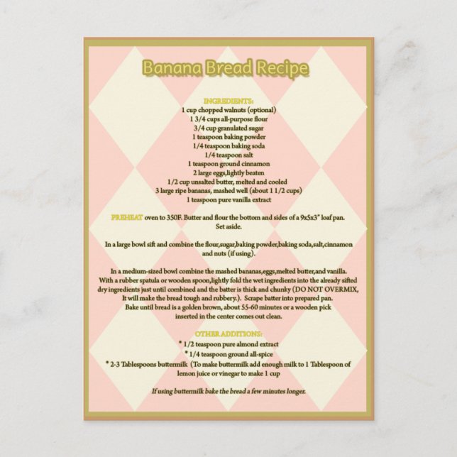 Cartão Postal Cartão-postal de recebimento de pão de banana (Frente)