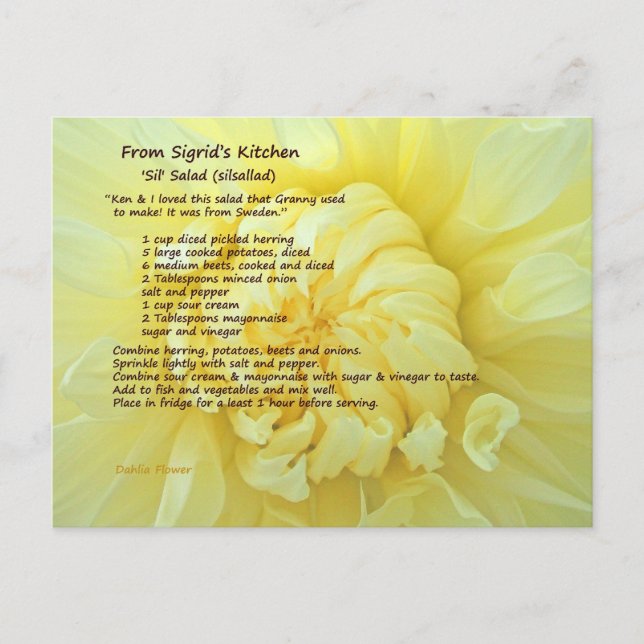 Cartão Postal Cartão-postal de recebimento de salada de sil (Frente)