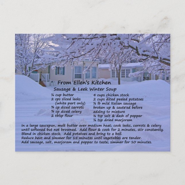Cartão Postal Cartão-postal de recebimento de salsicha e sopa va (Frente)