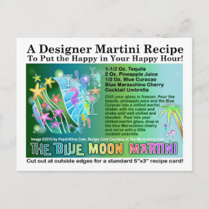 Cartão Postal Cartão-postal de recebimento tropical martini azul