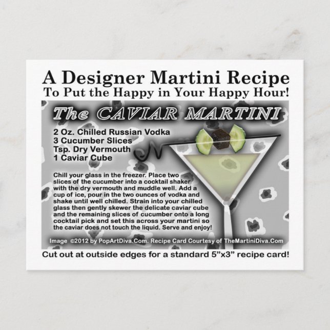 Cartão Postal Cartão-postal de Receita Caviar Martini (Frente)