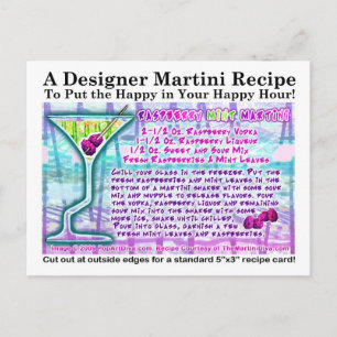 Cartão Postal Cartão-postal de Receita de Framboesa Martini