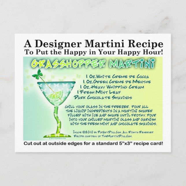 Cartão Postal Cartão-postal de Receita de Grafopper Martini (Frente)