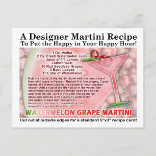 Cartão Postal Cartão-postal de Receita de Melancia Martini