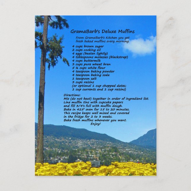 Cartão Postal Cartão-postal de Receita de Muffin Deluxe da Grama (Frente)