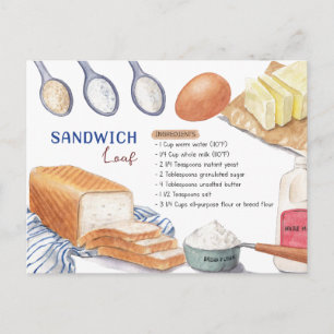 Cartão Postal Cartão-postal de Receita de Pão Sanduíche