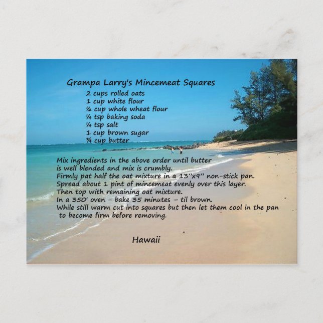 Cartão Postal Cartão-postal de Receita Mincemeat Squares (Frente)