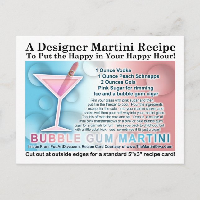 Cartão Postal Cartão-postal de Receita Opus One Gum Martini Opus (Frente)