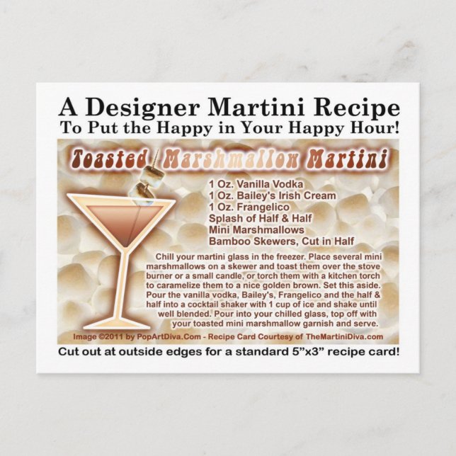 Cartão Postal Cartão-postal de receitas marshmallow Martini torr (Frente)