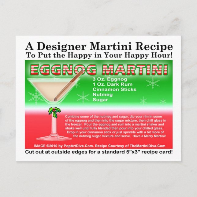 Cartão Postal Cartão-postal de receitas Martini de Natal Eggnog (Frente)