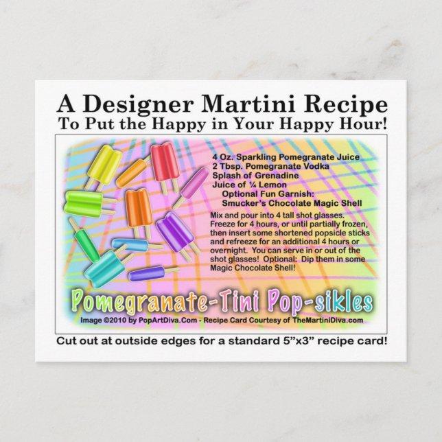 Cartão Postal Cartão-postal de recepção do Pop Pomegranate-Tini (Frente)