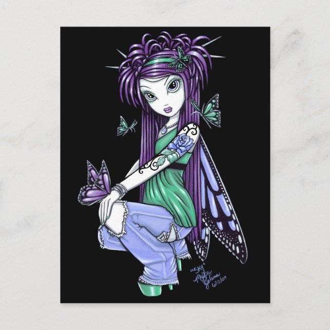 Cartão Postal Cartão-postal de Rosa de borboleta "Sky" (Frente)