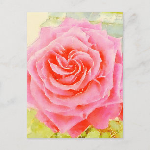 Cartão Postal Cartão-postal de rosa Watercolor