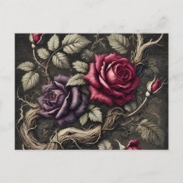 Cartão Postal Cartão-postal de Rosas Góticos Vintage | Arte Flor