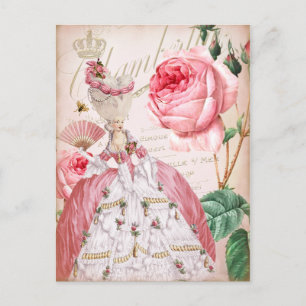 Cartão Postal Cartão-postal de Rosas Marie Antoinette Pink Vint