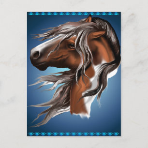 Cartão Postal Cartão-postal de rosto de pintura equina