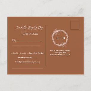 Cartão Postal Cartão-postal de RSVP de Casamento Burnt de terrac