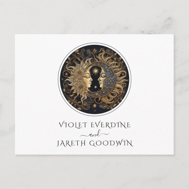 Cartão Postal Cartão-postal de RSVP de Casamento Celestial (Frente)