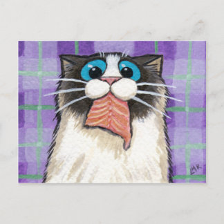 Cartão Postal Cartão-postal de Salmão de Gato Cheio