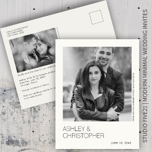 Cartão Postal Cartão-postal de salvamento de casamento minimalis