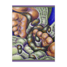 Cartão-postal de sapatos e dedos