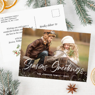 Cartão Postal Cartão-postal de saudação de fotos de Natal modern