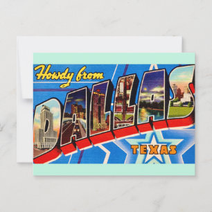 Cartão Postal Cartão-postal de saudação retrô de Dallas Texas