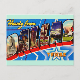 Cartão Postal Cartão-postal de saudação retrô de Dallas Texas