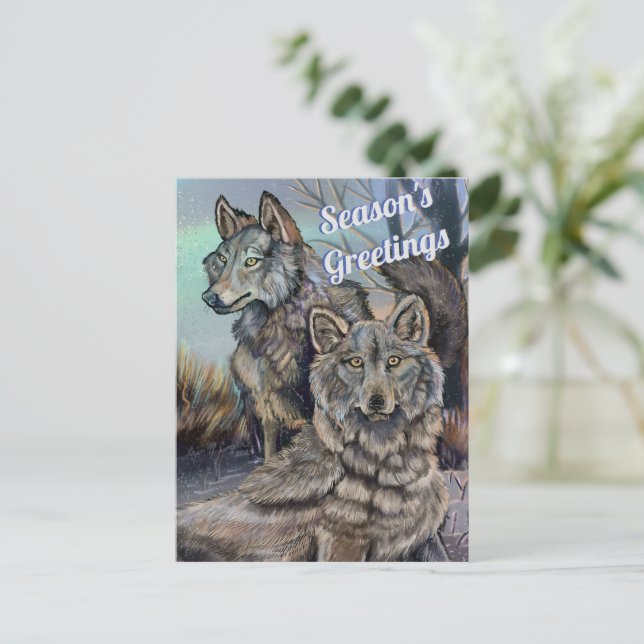 Cartão Postal Cartão-postal de saudações de Artic Wolves~ Season (Em pé/Frente)