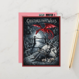 Cartão Postal Cartão-postal de Saudações de Gales ao estilo Góti